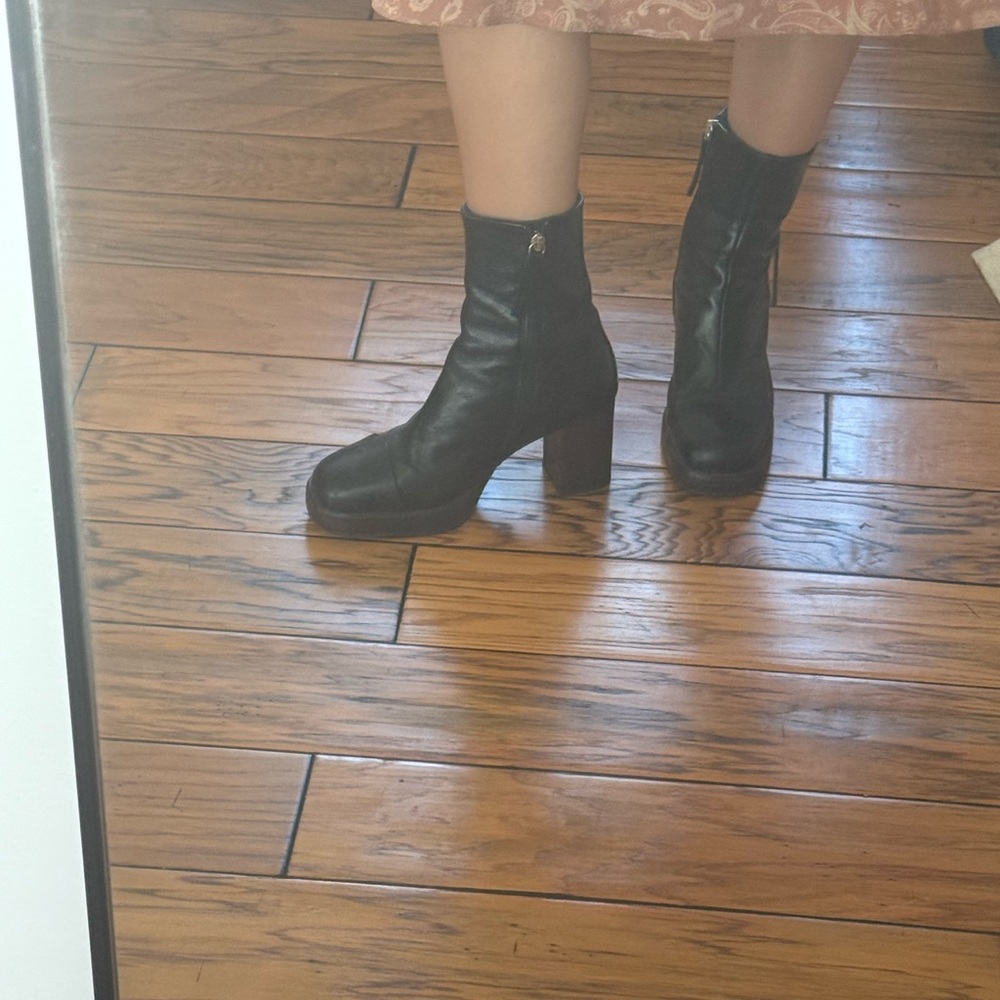 Black Leather Ankle Boots